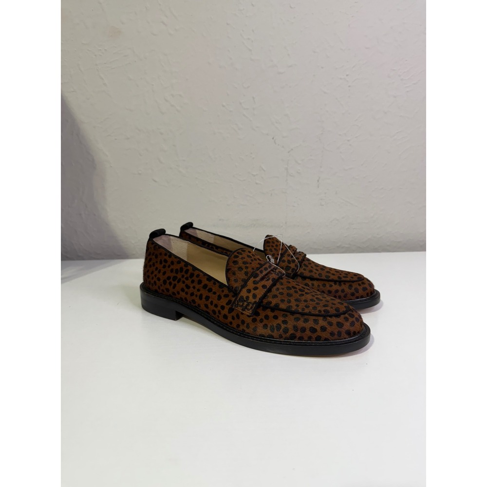 Ann Taylor Leopard Print Calf Hair Penny Loafers Brown Black womens 7.5